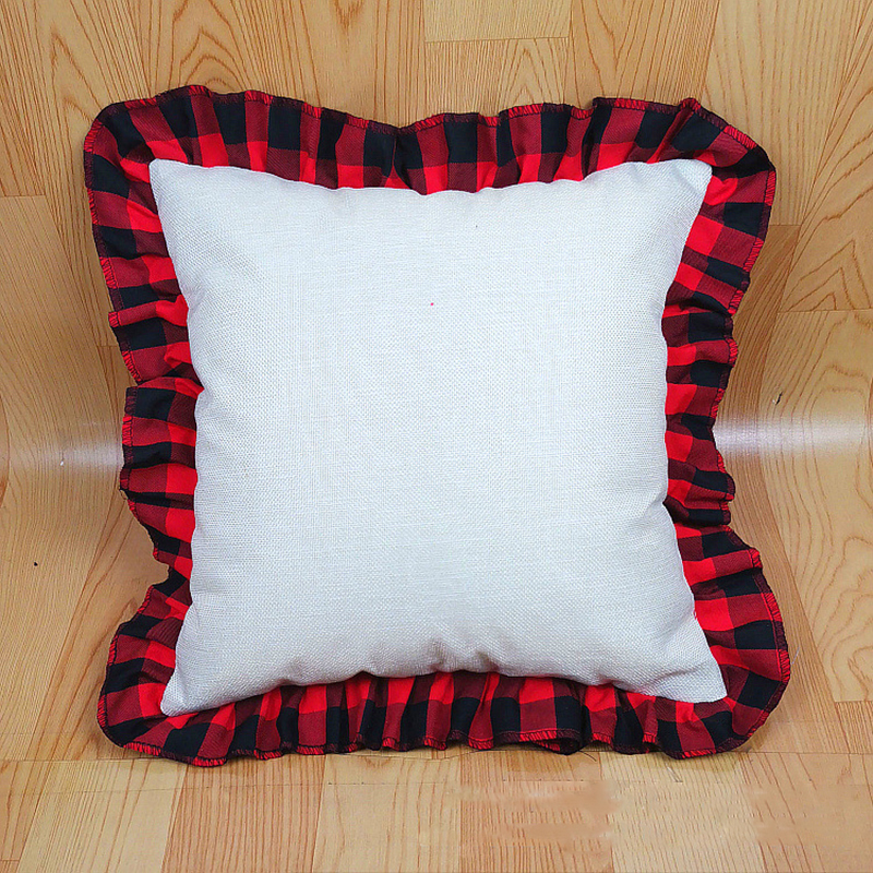 

18 inch Blank Sublimation Pillow Case DIY Thermal Linen Cushion Throw Pillows Covers Tartan Plaid Lace Pillowcases Home Decoration Z3747, Only pillowcase