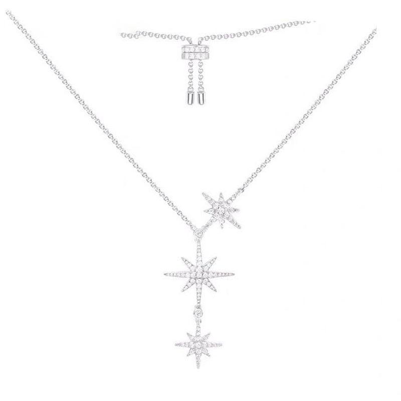 

Chains 51-80cm High-quality Female Fashion Personality Hexagram Three Meteors Necklace Sweater Chain For Holiday And Birthday