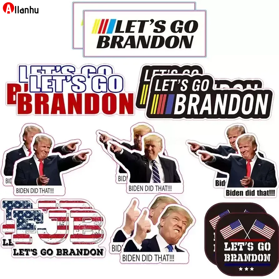 

Let's Go Brandon Flags Sticker For Car Trump Prank Biden PVC Stickers WHxas