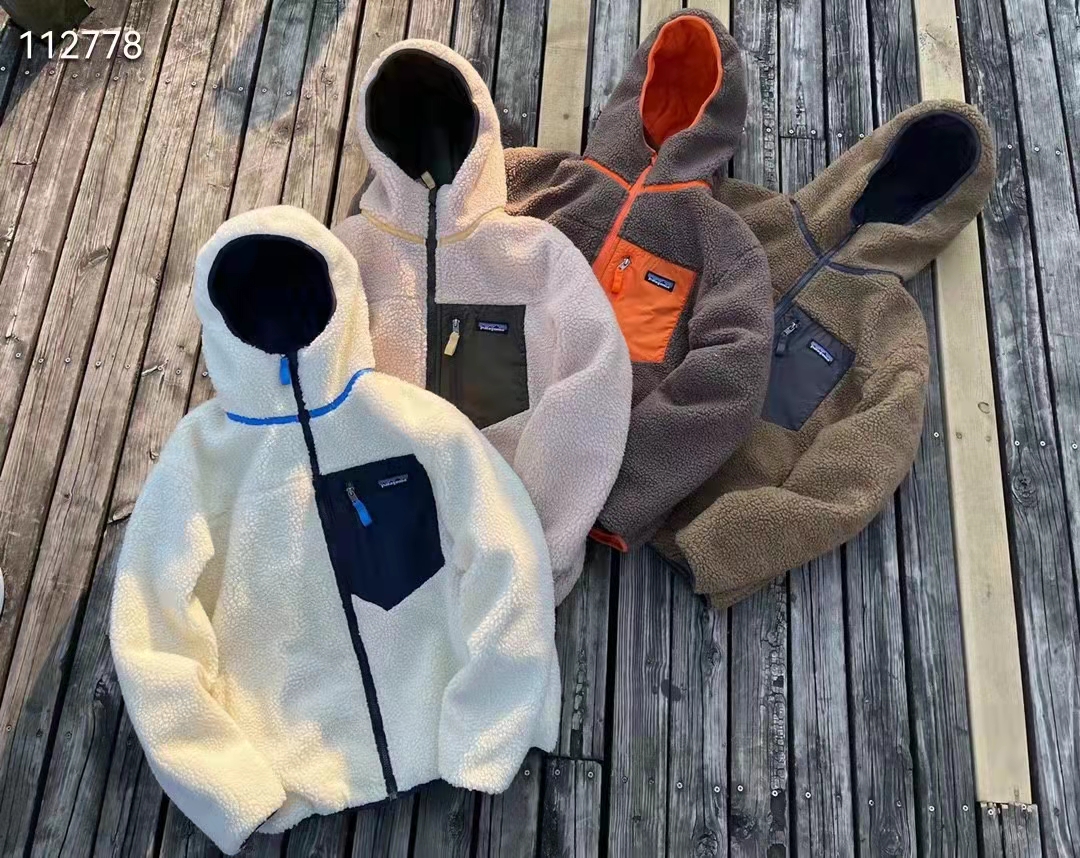 

Fashion patagonia22 Sweatshirts Letter Men Women Retro fleece Hoodies lamb cashmere Polar fleece jacket coat couple models 4colore, Product picture