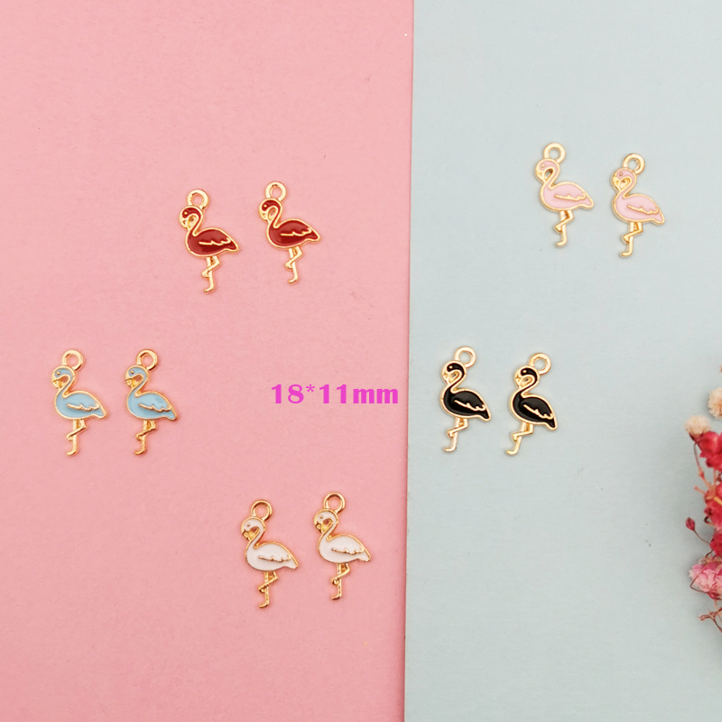 

Mini Flamingo Shaped Enamel Charms Metal Pendants DIY Earring Bracelet Jewelry Accessories Gift