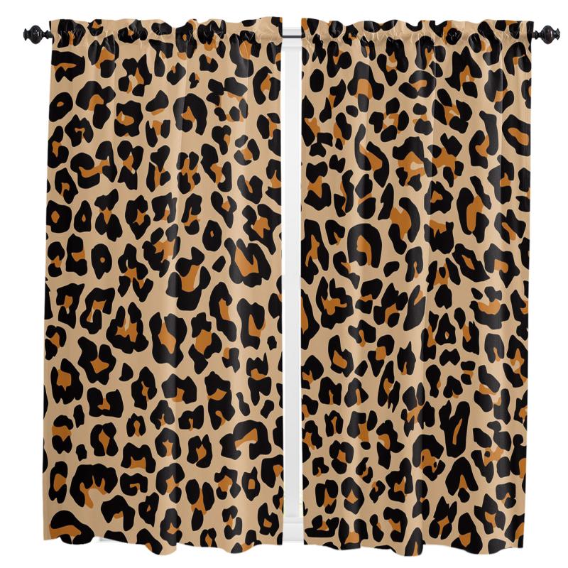 

Curtain & Drapes Leopard Print Cheetah Art Window Curtains For Living Room Luxury Bedroom Treatment Kitchen Short