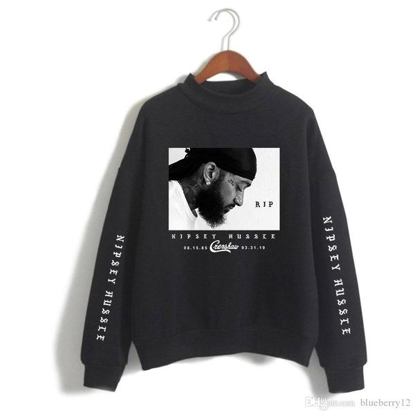 

Mens Sweatshirts Nipsey Hussle Fashion Style Loose Pullover Sweater Printing Coat Plus Size Asian Size S-4XL, Black