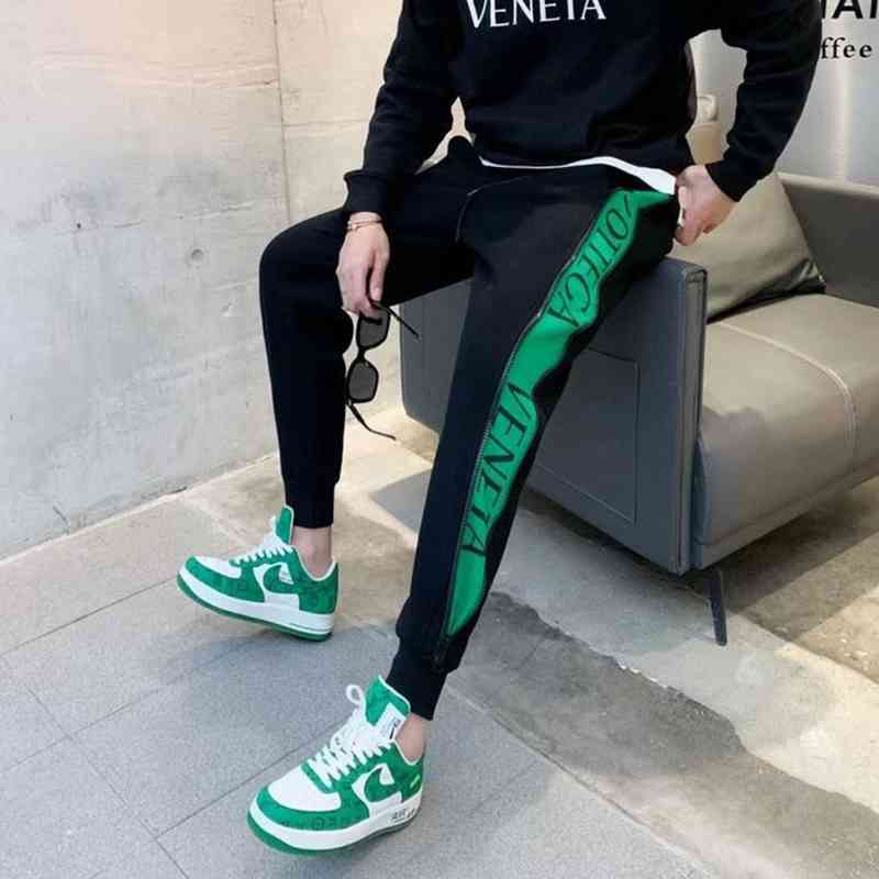 

Hip Hop Bottega 2022Venet Casual Sports Pants Trendy Men's Bv New Black Zipper Letter Printed Leggings Handsome Fashion Slim