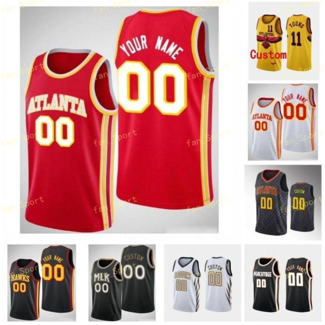 

2022 Yellow City Earned Edition Custom Printed Trae 11 Young John 20 Collins De'Andre 12 Hunter Clint 15 Capela Danilo 8 Gallinari, As