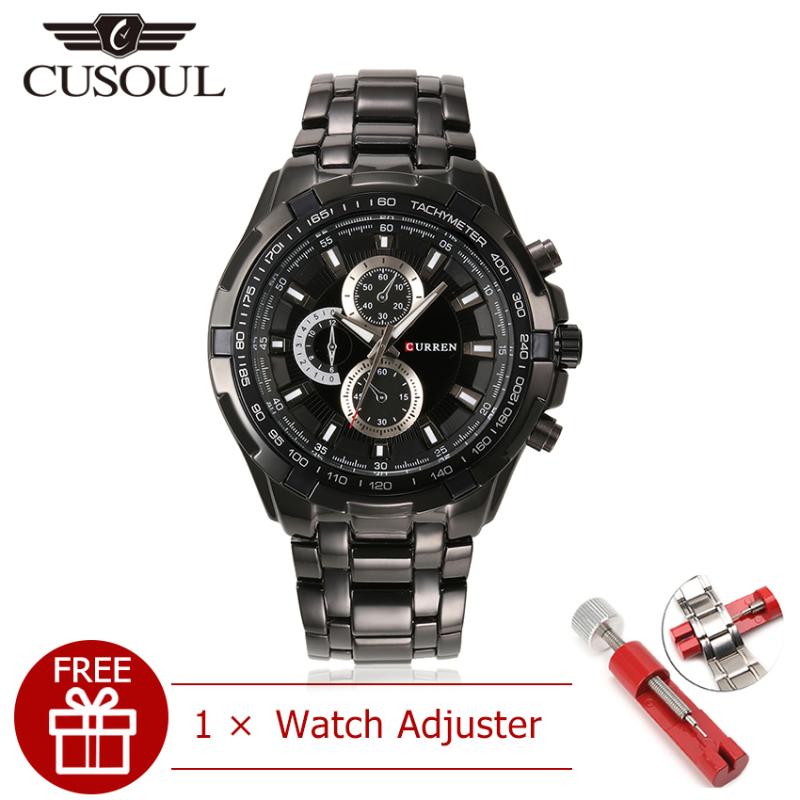 

Wristwatches Cusoul Men Fashion Watches Quartz Casual 30M Waterproof Calendar Stainless Steel, Gold