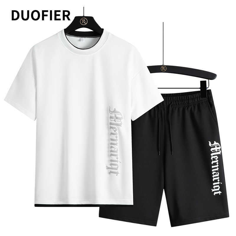 

Sportswear Men's Tracksuit T-shirts Shorts Set 2 Piece Casual Sets Man Short Sets Sweatsuit Sports Sets Clothing Summer 4XL 210603, Mf7893blue