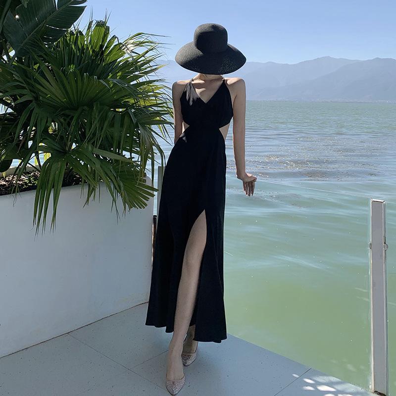 

Summer Dress Sexy Backless Bandage Scheming Design Sense Little Black Noble Robe Party Banquet Beach Women' Swimwear