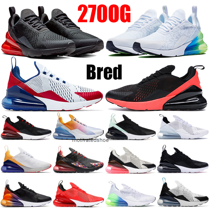 

2021 Triple Black White Red 270OG Running Shoes Bred Throwback Future Men USA Splashing ink Dusty Cactus Womens Sneakers, #1- white black