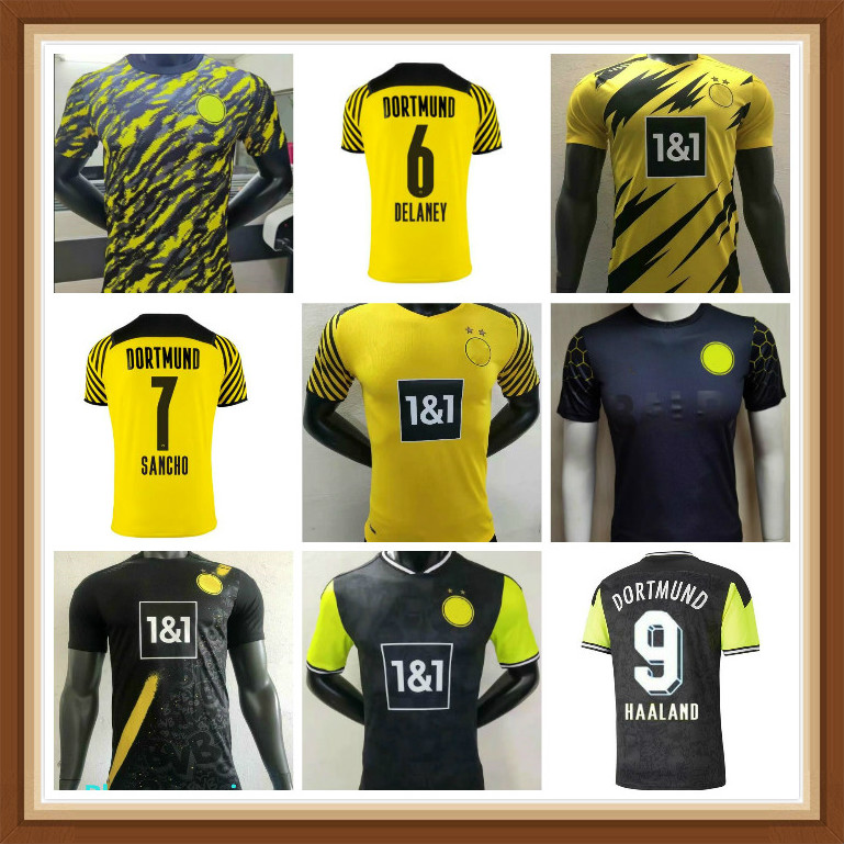 

Player Version 1990 Limited Edition Haaland Reus Borussia Soccer Jersey 20 21 4th Dortmund 2021 2022 Bellingham Sancho Hummels Brandt Men, Black;yellow