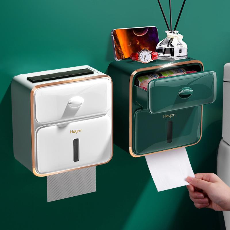 

Toilet Paper Holders Wall Mounted Tissue Box Waterproof Holder Bathroom Roll Shelf Home Phone Storage Rack Accessories