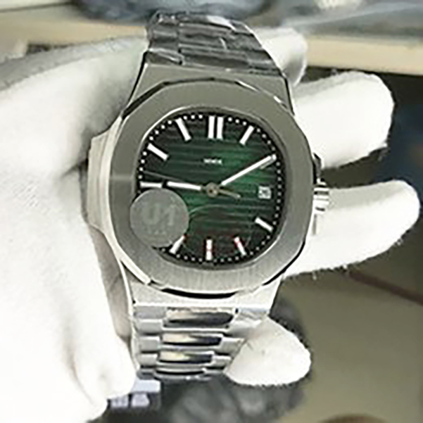 

U1 Factory Mens Watch Movement Engraved Green Dial Automatic movement Stainless Steel Transparent Back Men Wrist Watches, Slivery;brown