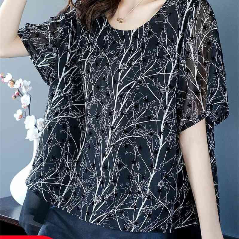 

Fat Sister Mm Chiffon Shirt 200kg Plus Fat Plus Size Women's 2021 Summer T-shirt Loose Medium Length Top Fashion, White;black