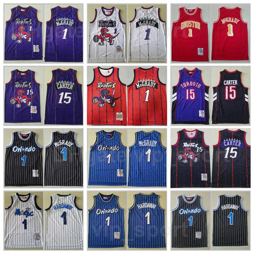 

Men Retro Basketball Mitchell And Ness Vince Carter Jersey 15 Penny Hardaway Tracy McGrady 1 Stripe Black Blue Color White Purple Red For, 15 purple