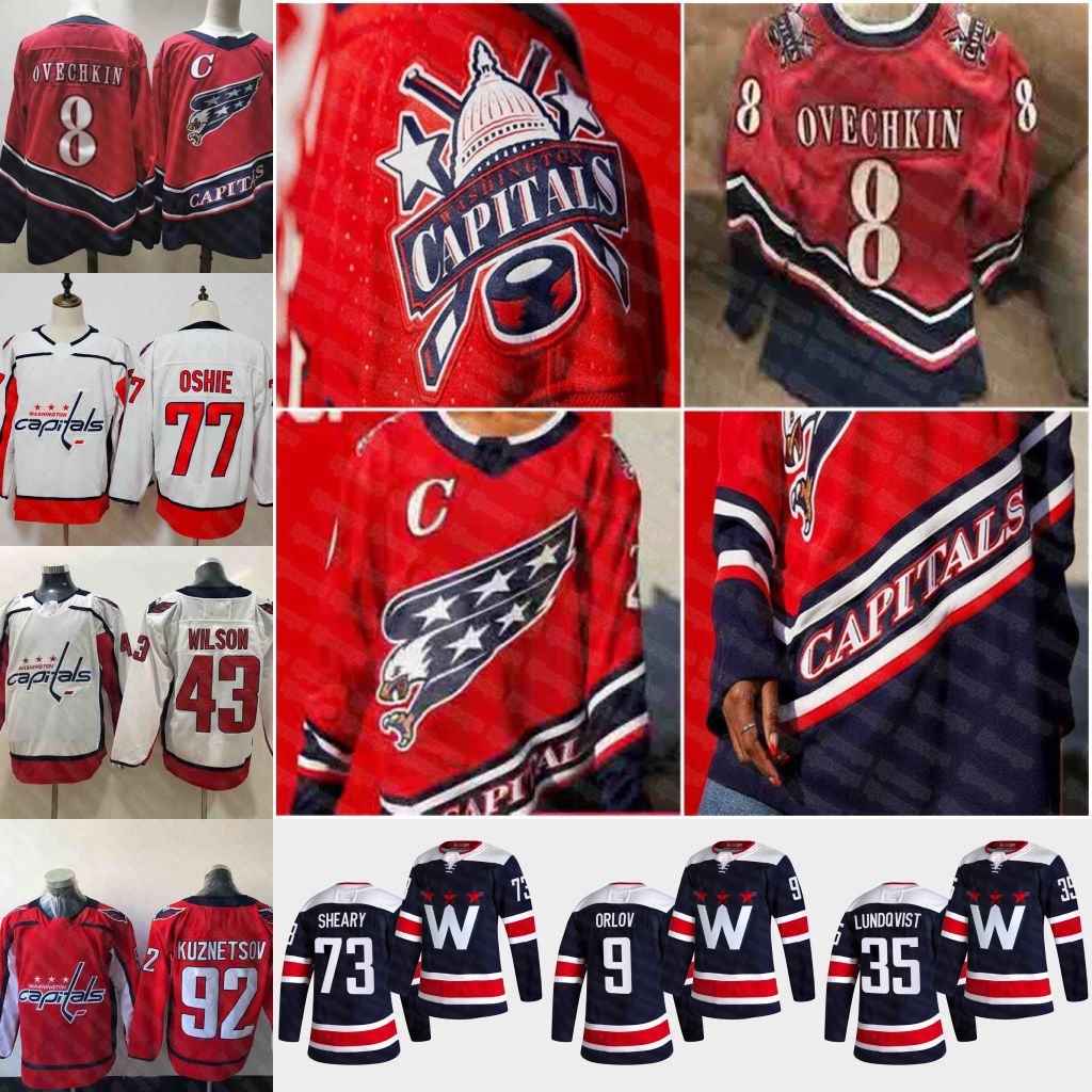 

8 Alex Ovechkin washington capitals Jersey 43 Tom Wilson TJ bet Henrik Lundquist Yevgeny Kuznetsov Niklas Beckstrom John Carlson conor shear, Black;red