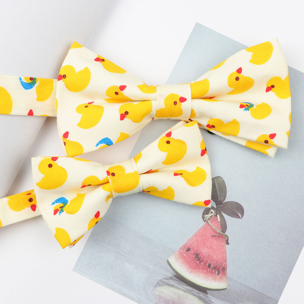 

Cartoon Duck Fruits Animal Parent-Child Bowtie Sets Print Cute Cotton Kids Pet Men Women Butterfly Party Casual Cravat Accessory