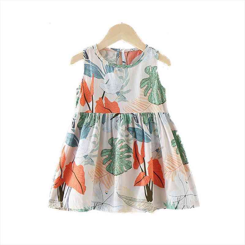 

zwy642 girls summer sleeveless cotton girl dress childrens princess baby beach 2 8 years, Red;yellow