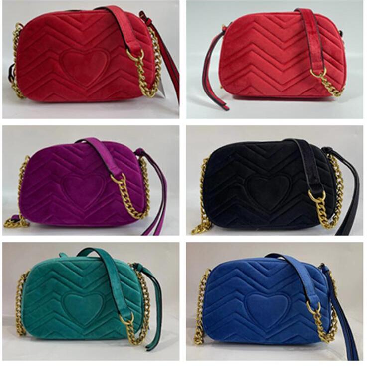

High Quality Women bags Heart Style Velvet Handbags Gold Chain Shoulder Crossbody Soho Bag Disco Messenger Purse Wallet 6 colors, Red