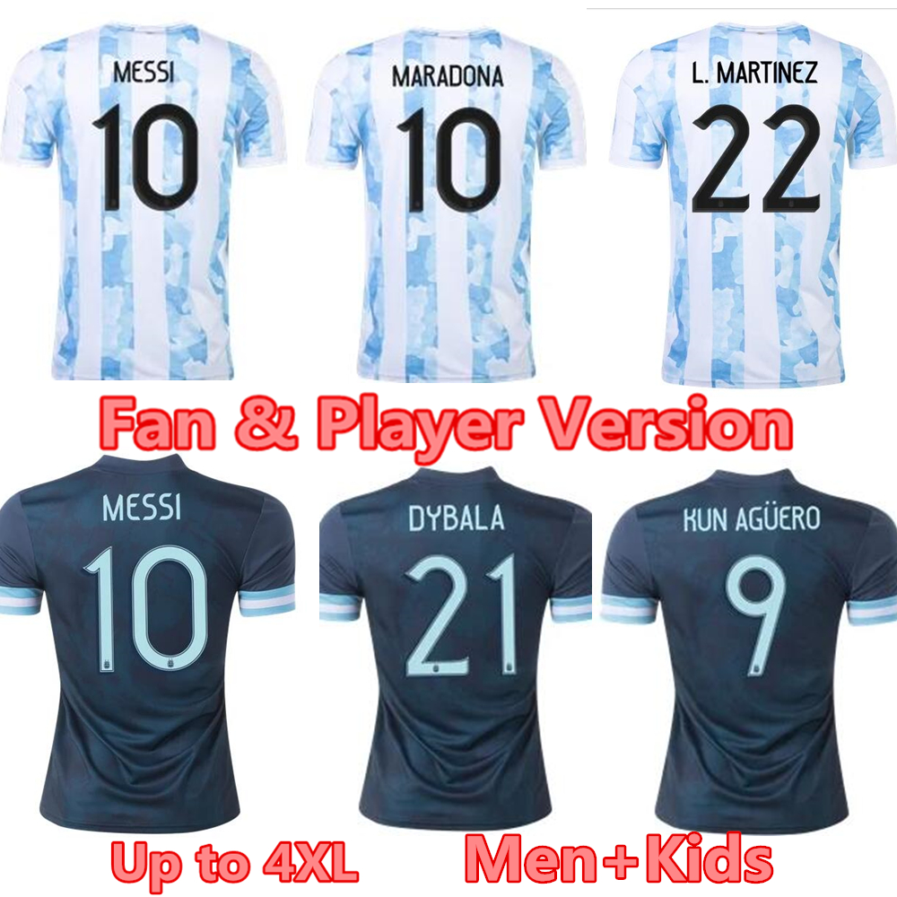 

Argentina Messi DYBALA Soccer Jersey Player version 2021 MARADONA . MARTINEZ Home and away football shirts men + kids kit uniforms, Black;yellow