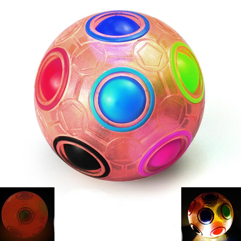

Fidget decompression toys Rotating luminous rainbow ball pressure reducing puzzle gyro children's intelligence round 12 hole mixed color magic balls toy