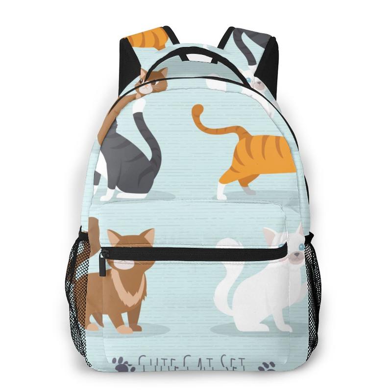 

School Bags OLN Teenagers Boy Backpack Caroon Cats Casual Laptop Student Bag