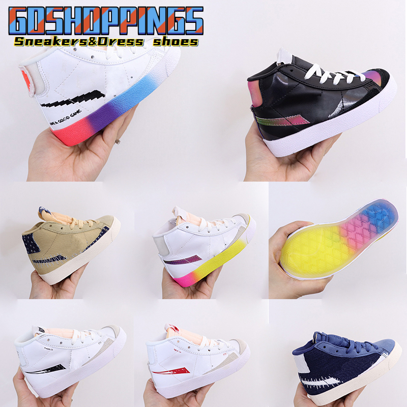 

Kids Blazers Sports Shoes 77 Vintage Have A Good Game Boys Girls Childs SB Mid Cut Sesame Mystic Navy Hyper Pink Iridescent Sneaker