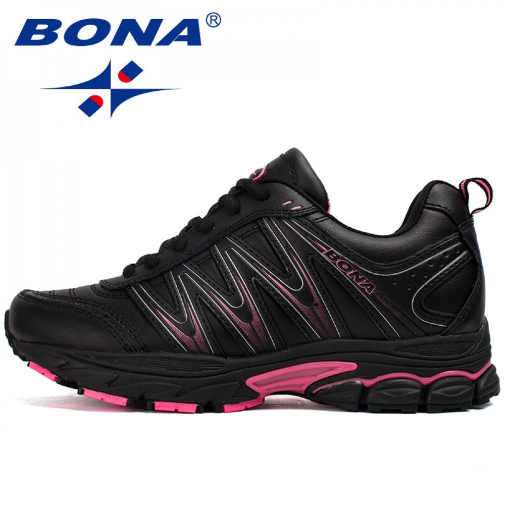 

BONA New Hot Style Women Running Shoes Lace Up Sport Shoes Outdoor Jogging Walking Athletic Shoes Comfortable Sneakers For Women, Black
