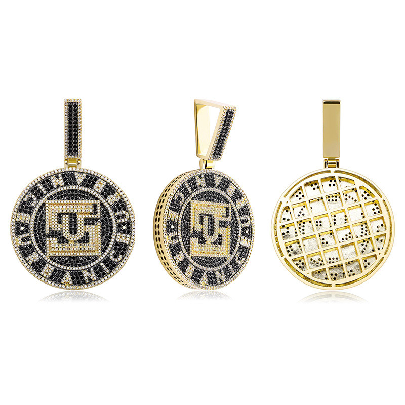 

Hip Hop Iced Out Large Size Round Pendant Necklace Gold Silver Plated Mens Bling Jewelry Gift