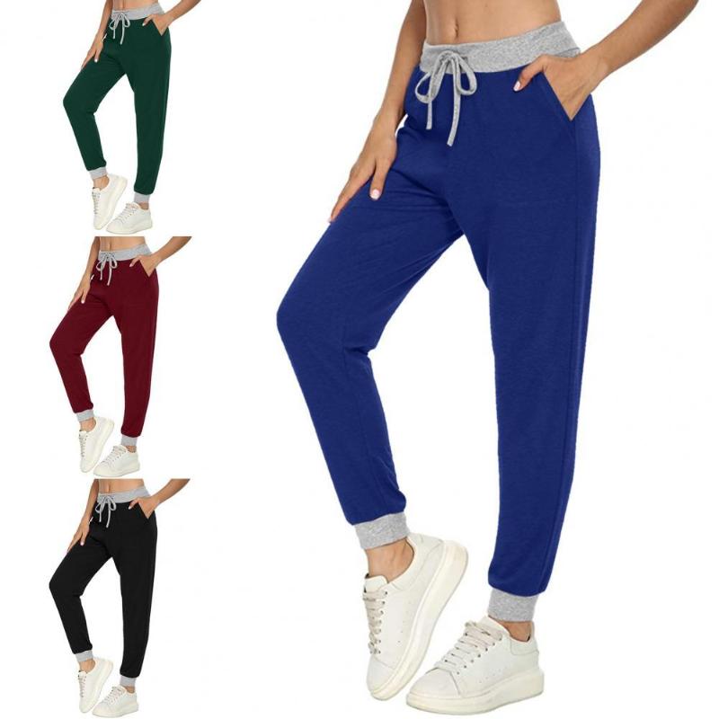 

Women's Pants & Capris Lady Trendy Contrast Color Elastic Waist Trousers Jogging For Party, Black;white