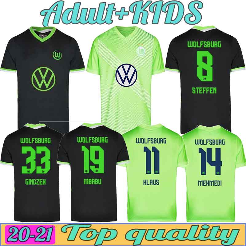 

VfL Wolfsburg soccer jerseys Home away man kids kit 20/21 BROOKS BREKALO ROUSSILLON WEGHORST football jersey KLAUS XAVER PONGRACIC ARNOLD sh, Black;yellow