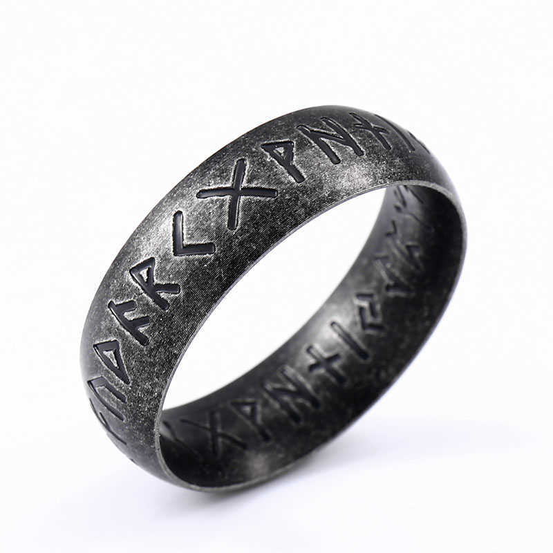 

Beier 316l Stainless Steel Fashion Style Men Double Letter Rune Words Odin Norse Viking Amulet Retro Rings Jewelry Lr-r141 Q0708