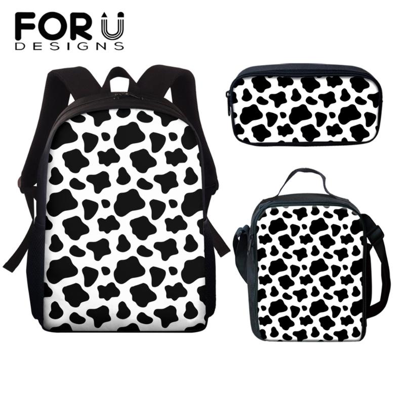 

School Bags FORUDESIGNS White And Black Cow Print Children Schoolbags Cartoon Kids Backpack Boys Girls Mini Book Bag