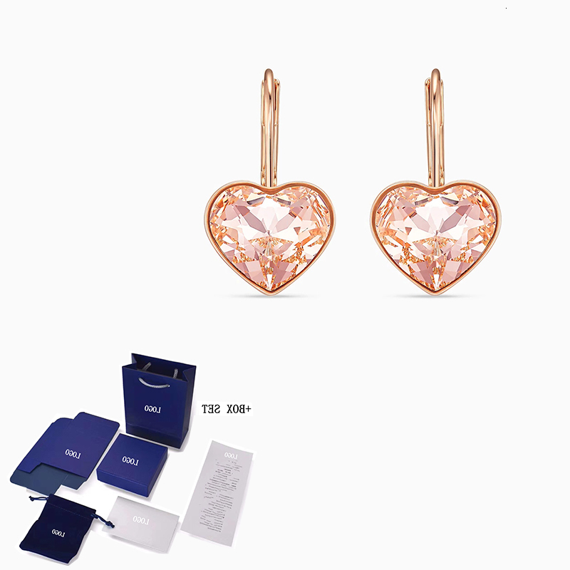 

Fashion SWA Earrings New BELLA Heart-shaped Pierced Rose Gold Exquisite Decoration Ladies High Jewelry, White