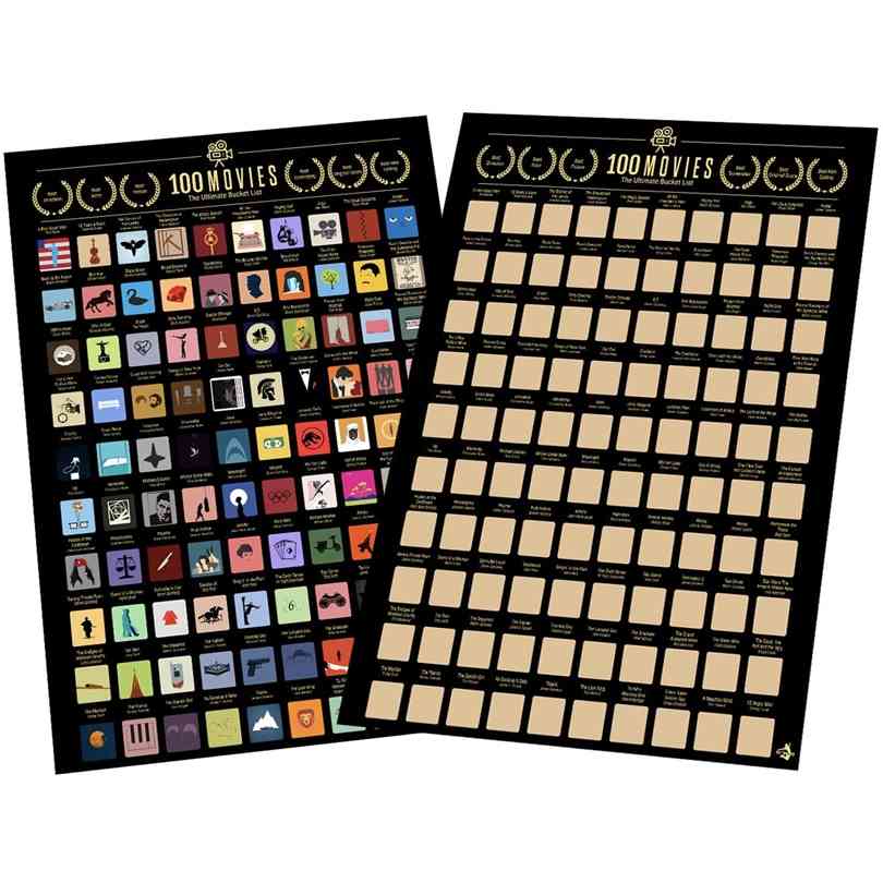 

Poster Scratch Off Top 100 Movies Bucket List Couple Gift Unframed 210827