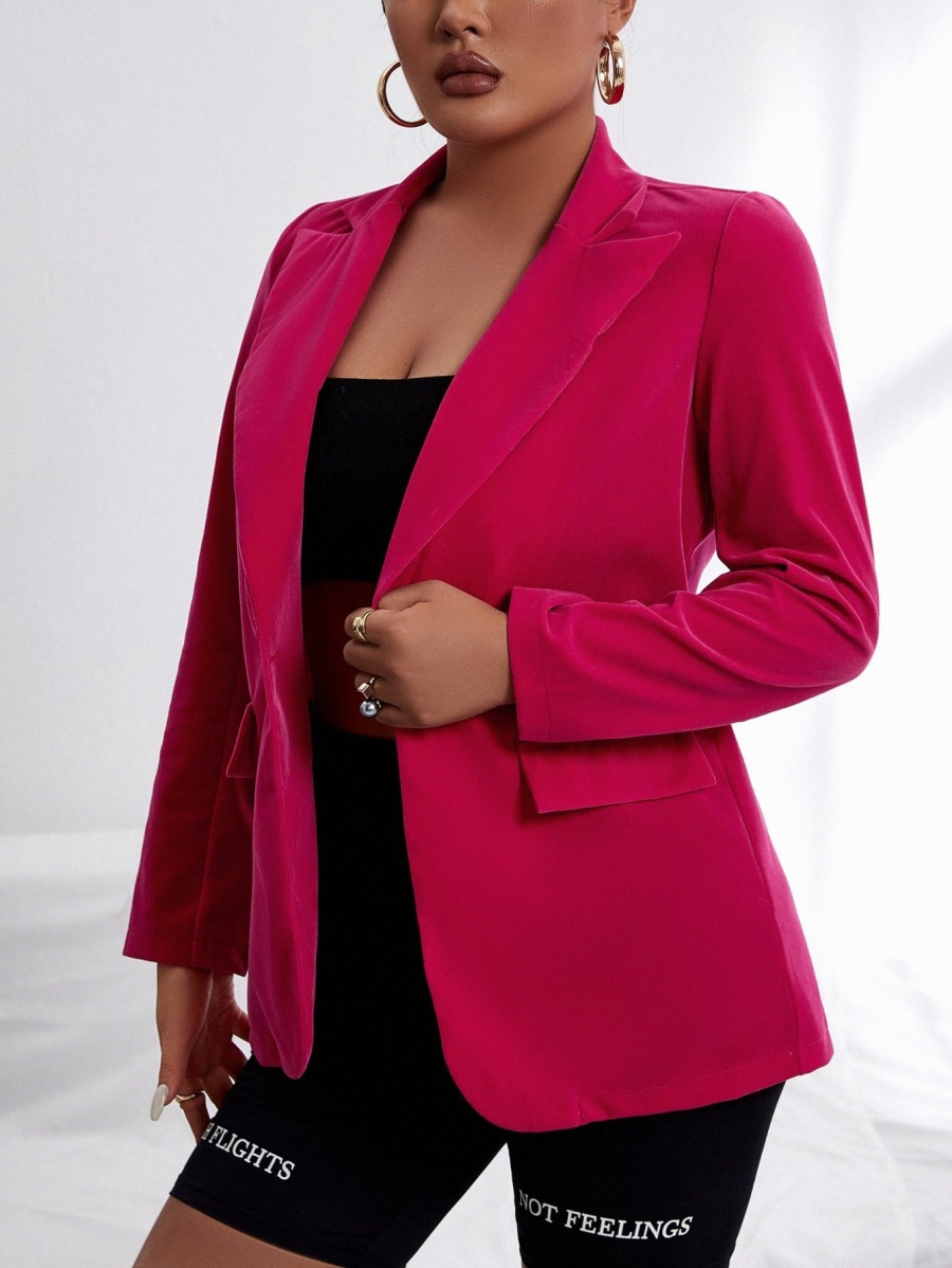 

Lapel Neck Single Button Blazer w2LA#, Hot pink