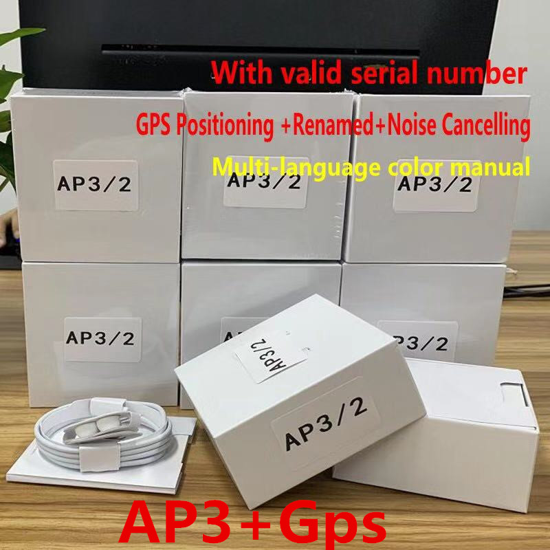 

GPS Rename Gen Air Pro AP3 H1chip transparent metal hinge wireless charging bluetooth headset PK AP2 AP3 third Air Gen 3, Blue;gray