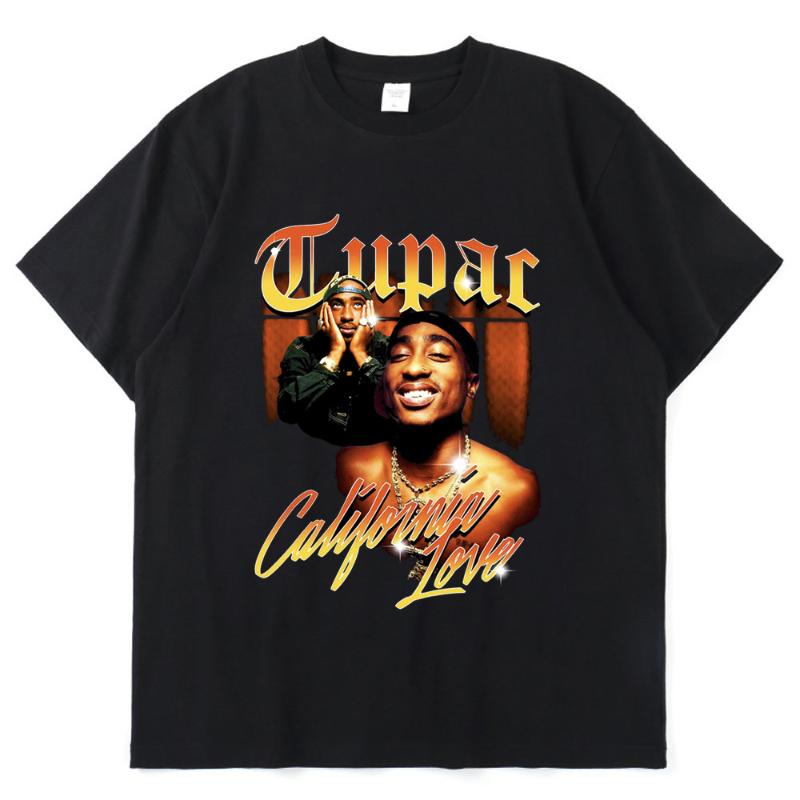 

Men's T-Shirts Classic Basis 2021 Tupac 2pac Rap T Shirts Print O-Neck Short Sleeve Regular Men Playboi Carti Hip-Hop Shirt Cotton, Black