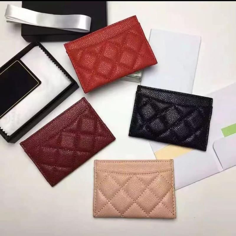 

Card Holders High Quality 100% Cowhide Female Caviar Holder Classic Ball Grain Leather Coin Purse Mens Sewn Wallet, Brown;gray