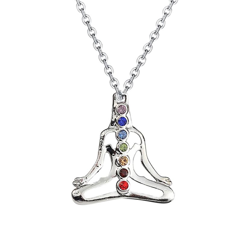 

Chains Girls Meditation Healing Necklace Chakra Women Yoga Jewelry For Necklaces & Pendants, Silver