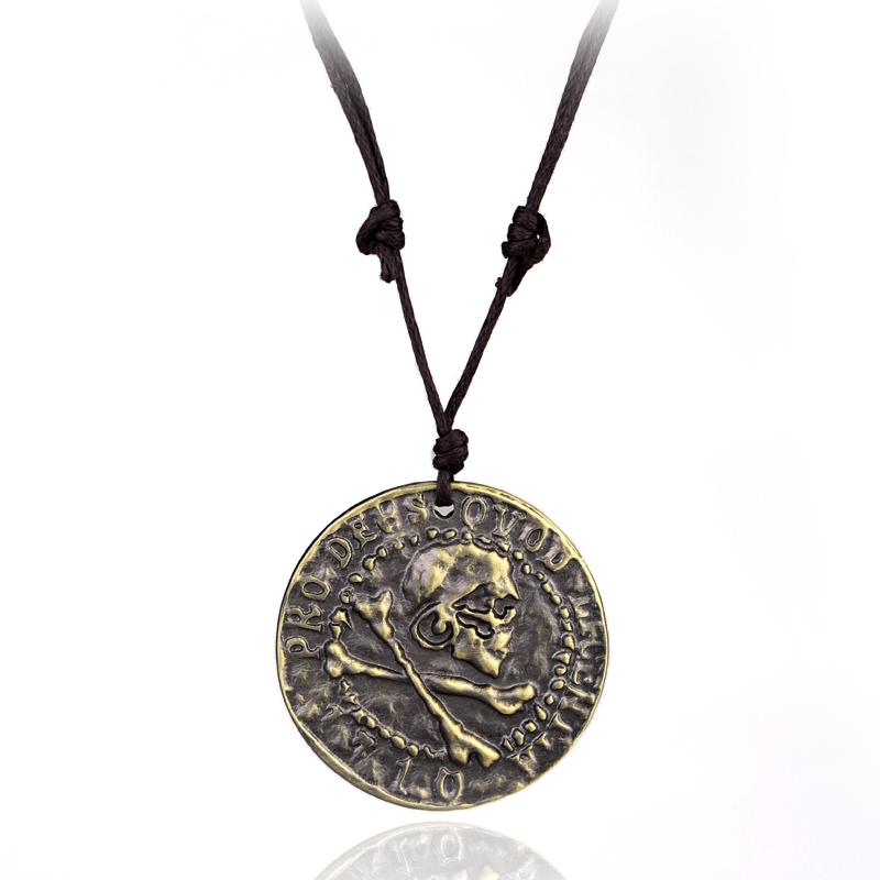 Pendant Necklaces MQCHUN Fashion Trendy Uncharted 4 Drake Gold Coins Necklace Vintage Round Skull Choker-image-709046219