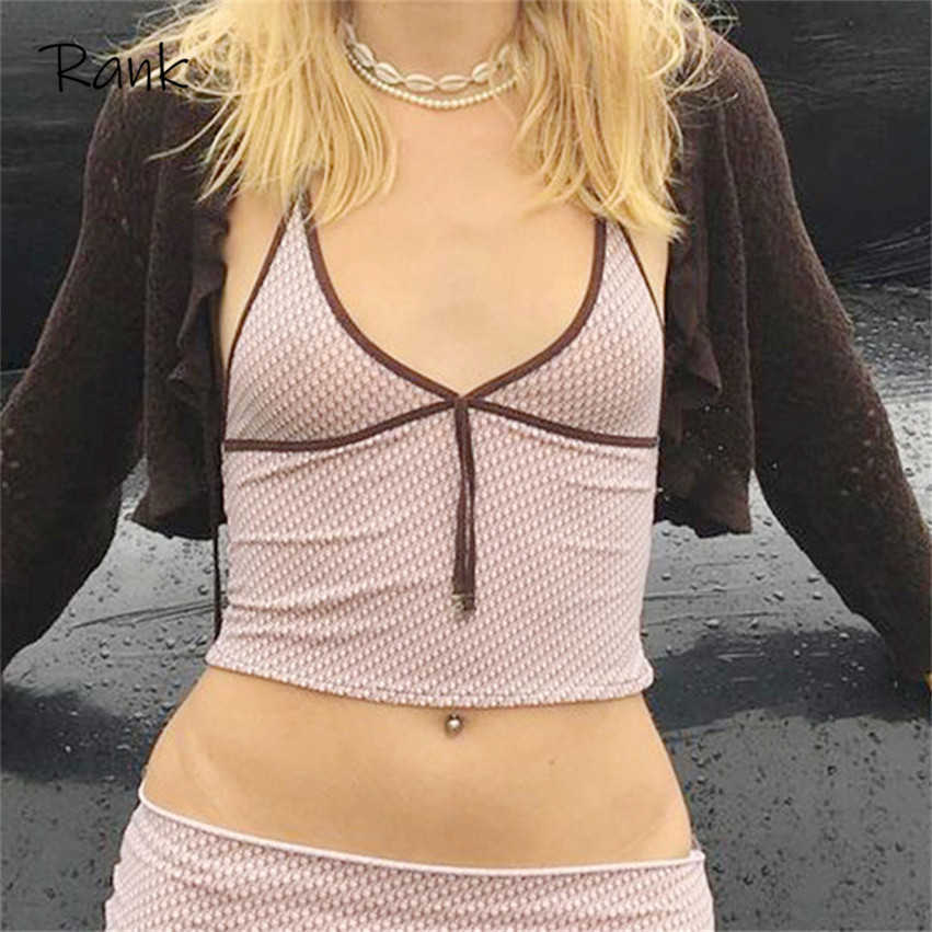 

Rapcopter Pink Printed Camis Y2K Cute Crop Top Tie Up Tank Retro Party Harajuku Tee Women Sweet Mini Vest Sweat 90S 210616, Color3