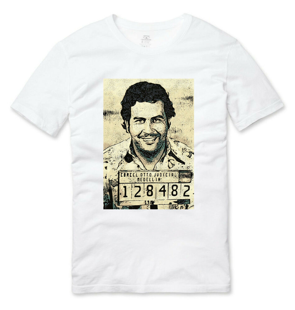 

Pablo Escobar Mugshot Medellin Cartel T Shirt White, Mainly pictures