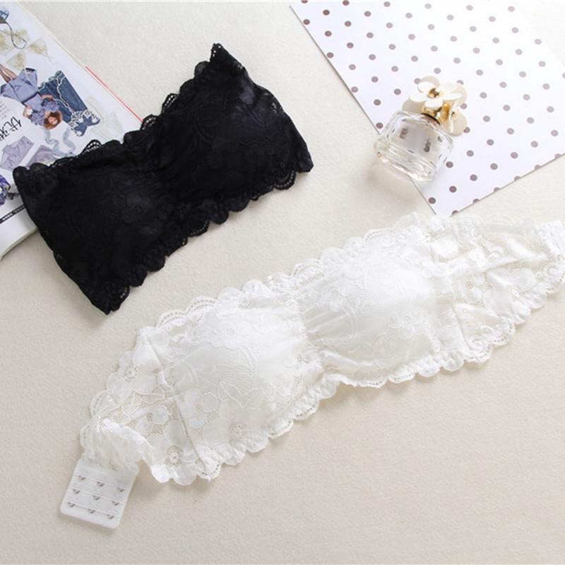 

Women Push Up Underwear Solid Color Chest Wrap Boob Tube Tops White Black Crop Top Sexy Padded Lace Strapless Bras Bustiers & Corsets