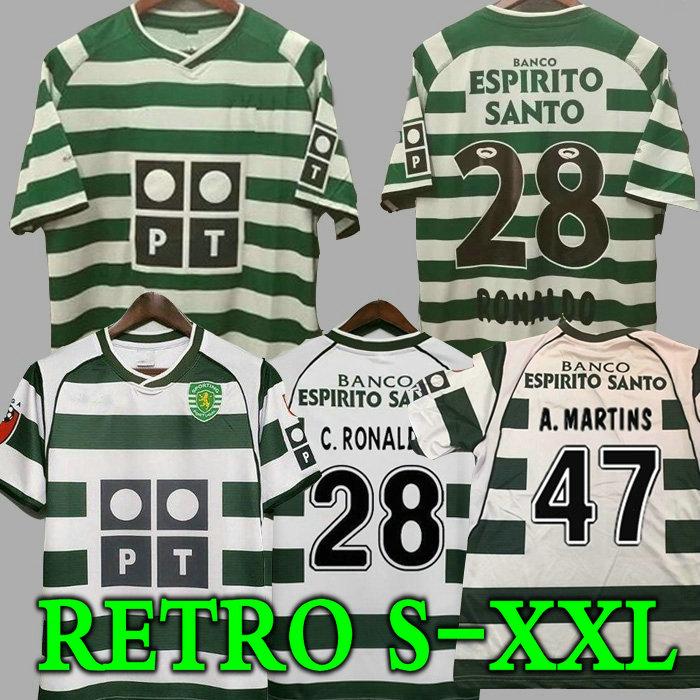 

top thailand quality Sporting CP 01 02 03 04 Lisboa retro soccer jerseys ronaldo Marius Niculae Joao Pinto 2001 2002 2003 2004 Lisbon Classic Vintage football shirts, 01 03 home