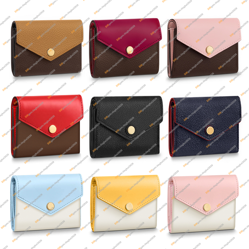 

Ladies Fashion Casual Designer Mini Zoe Wallet Coin Purse Key Pouch N60167 M62932 M62933 N60292 M62935 High Quality TOP 5A Card Package, Brown grid / red
