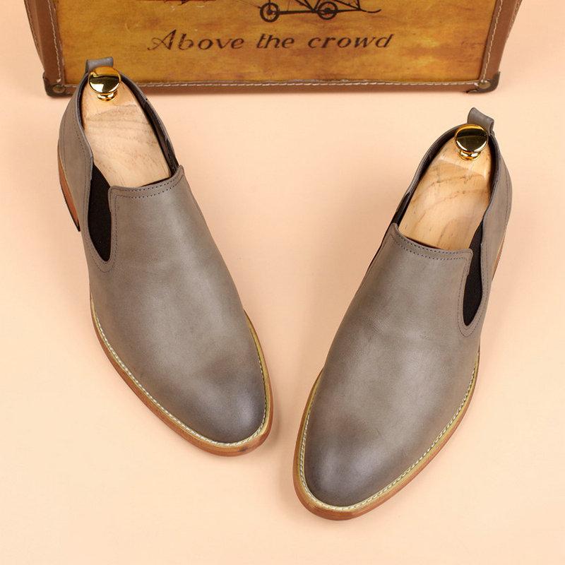 

Dress Shoes Drop 2021 Mens Fashion Casual Slip On Leather Male Business Office Young Men A202, Gray