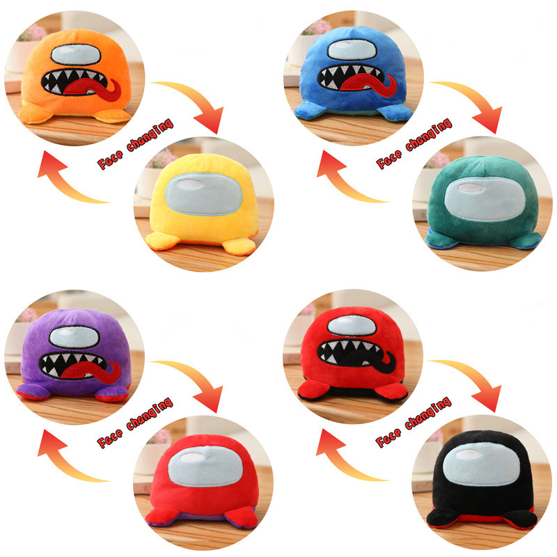 

5color Reversible Plush Toy cartoon Expressions Doll decompression Toys for kid zx232