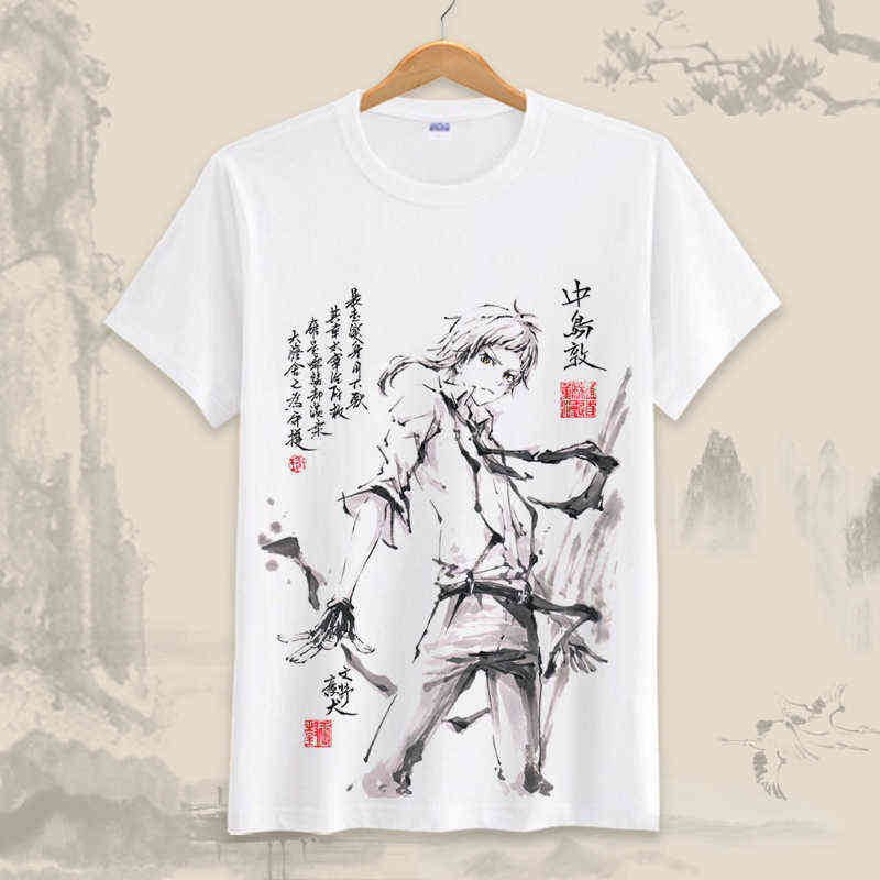 Anime Bungou stray dogs T Shirt Chuuya Nakahara T-Shirt Short Sleeve Tee Shirt Men Women Cotton Tshirt G1222-image-747712185