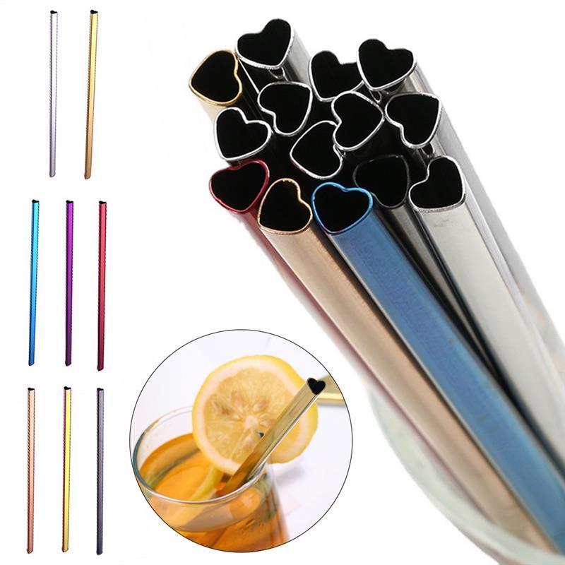 

Drinking Straws 1pcs Reusable Straw Stainless Steel Heart-shaped Metal Pearl Milkshake Bubble Tea Drink Accessories