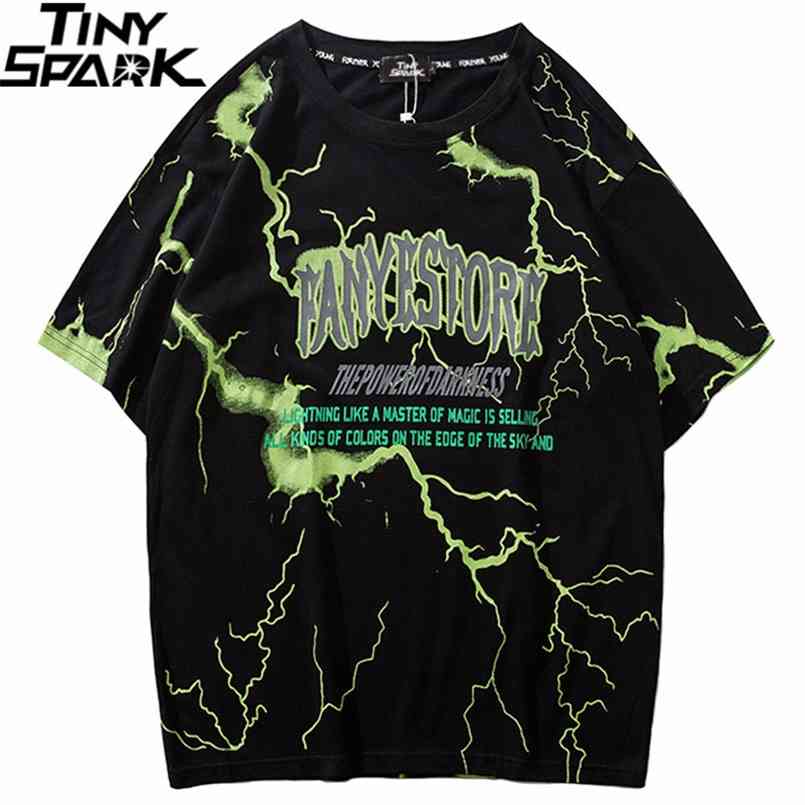 

T Shirt Mens Hip Hop Dark Lightning Tshirt Streetwear Summer Cotton Harajuku T-Shirts Short Sleeve Tops Tees Street Wear 210721, A90fy038 white
